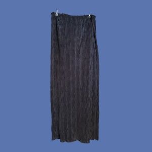 VTG Mister Jay Women's Black Maxi Skirt Wrinkled Texture Back Slit Med USA Made